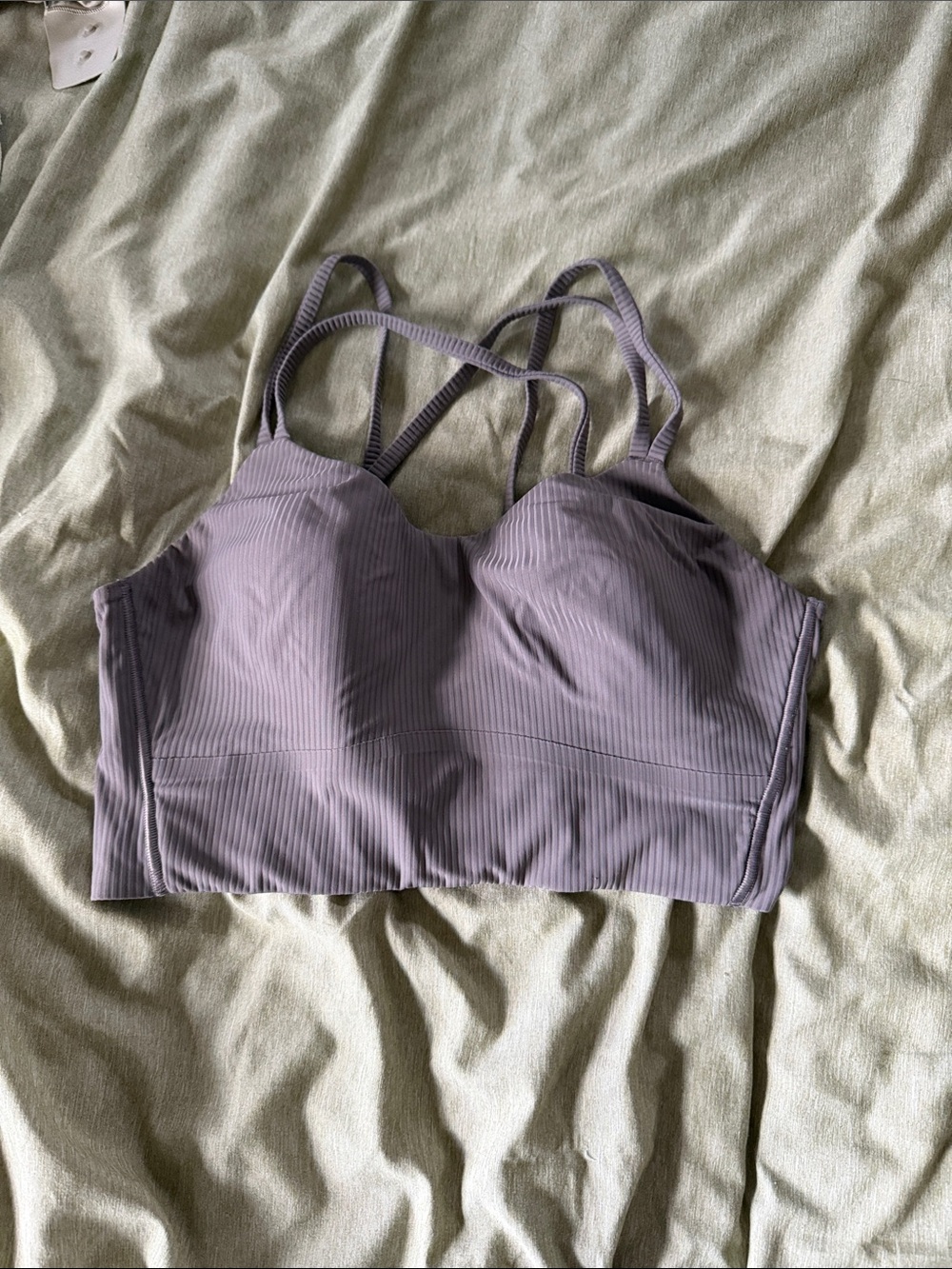 lululemon athletica Ribbed Longline Sports Bra in Dusty Lavender